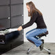 Ergonomic Kneeling Office Chair with Handles in Black Fabric