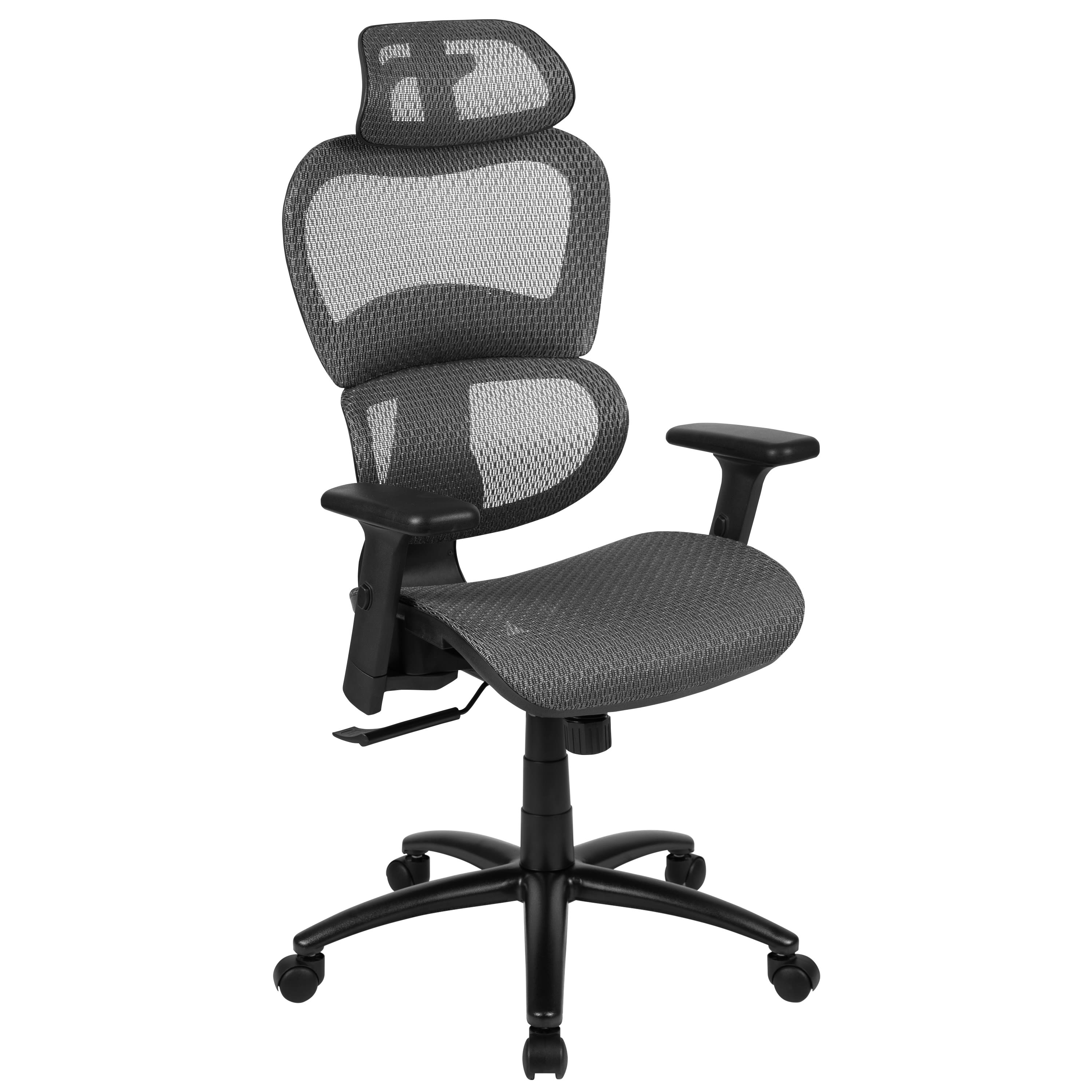 Ergonomic Mesh Office Chair with 2 to 1 Synchro Tilt Adjustable Headrest Lumbar Support and Adjustable Pivot Arms