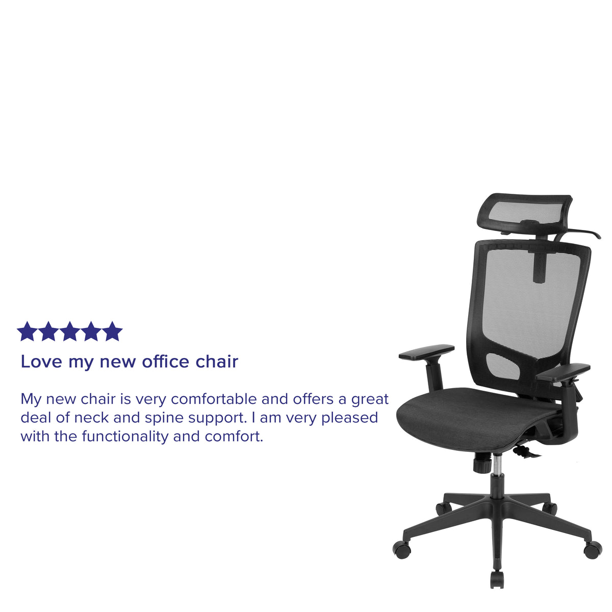 Black |#| Ergonomic Black Mesh Office Chair-Synchro-Tilt, Pivot Headrest, Adjustable Arms