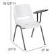 White |#| White Ergonomic Shell Chair with Left Handed Flip-Up Tablet - Tablet Arm Desk