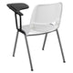 White |#| White Ergonomic Shell Chair with Left Handed Flip-Up Tablet - Tablet Arm Desk