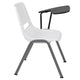 White |#| White Ergonomic Shell Chair with Left Handed Flip-Up Tablet - Tablet Arm Desk