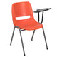 Orange |#| Orange Ergonomic Shell Chair with Left Handed Flip-Up Tablet - Tablet Arm Desk