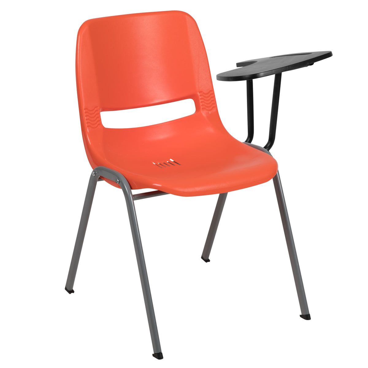 Orange |#| Orange Ergonomic Shell Chair with Left Handed Flip-Up Tablet - Tablet Arm Desk