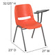 Orange |#| Orange Ergonomic Shell Chair with Left Handed Flip-Up Tablet - Tablet Arm Desk