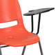 Orange |#| Orange Ergonomic Shell Chair with Left Handed Flip-Up Tablet - Tablet Arm Desk