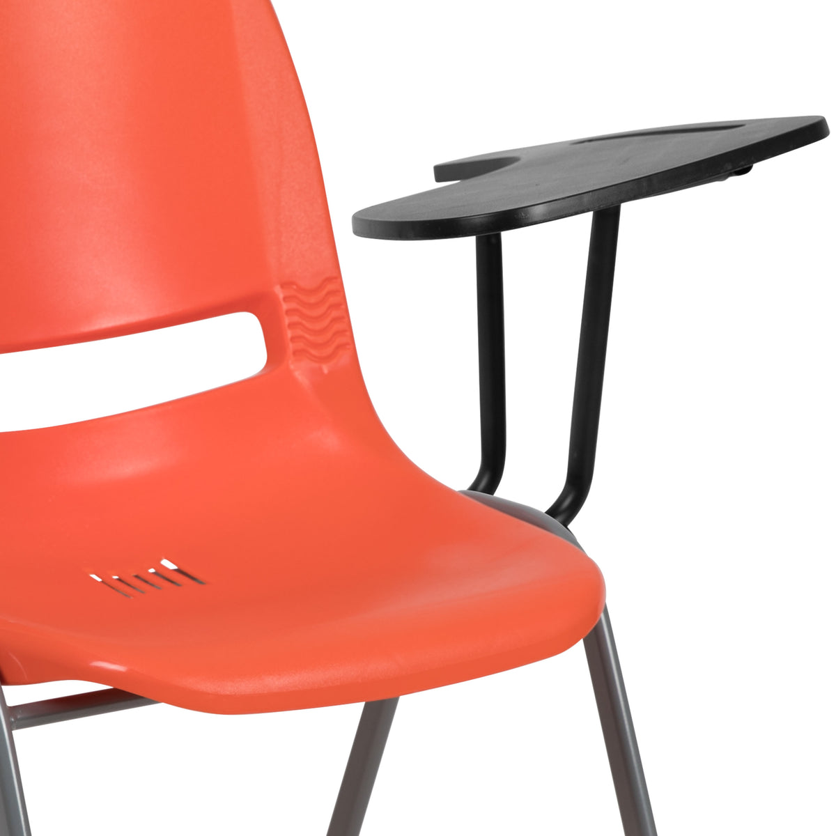 Orange |#| Orange Ergonomic Shell Chair with Left Handed Flip-Up Tablet - Tablet Arm Desk