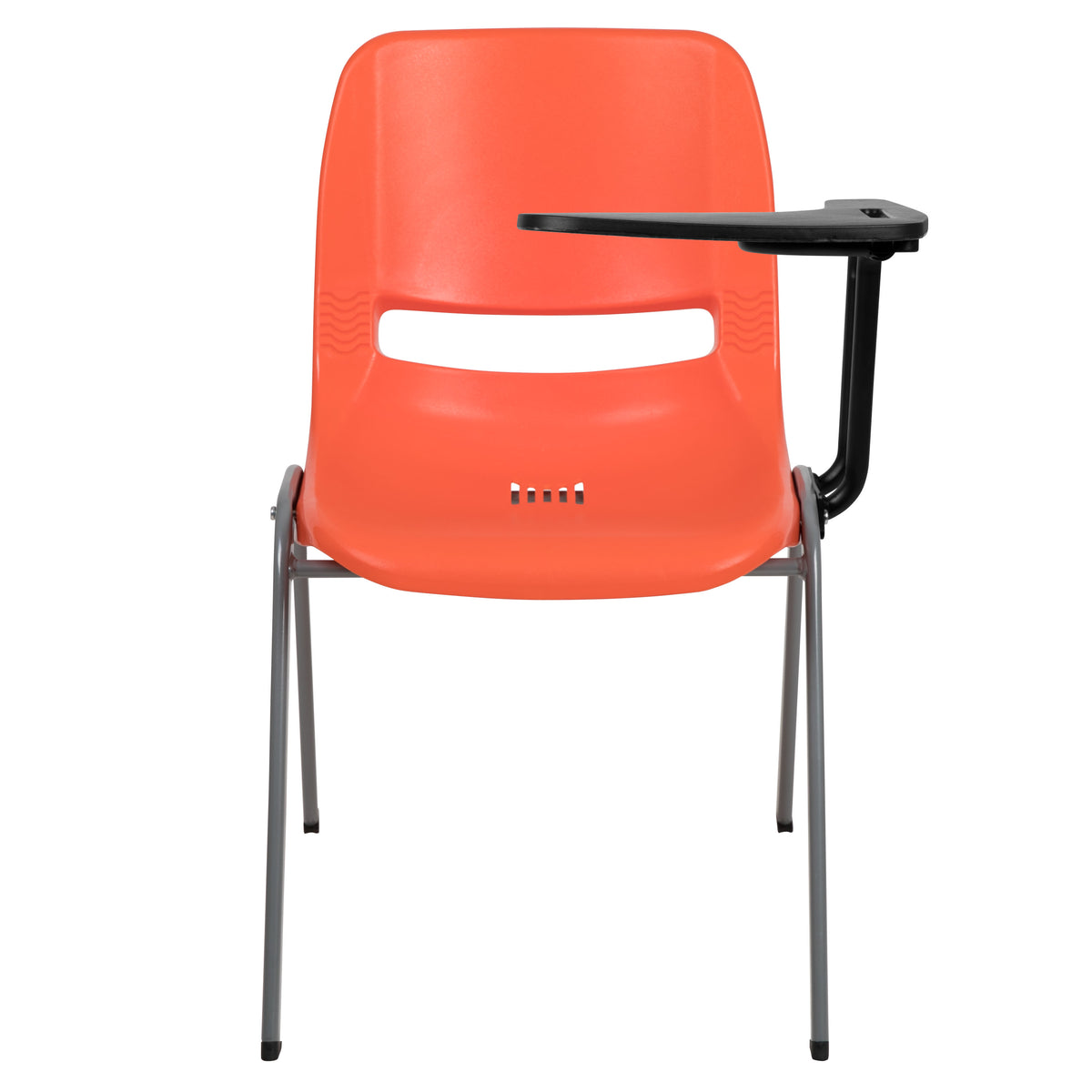 Orange |#| Orange Ergonomic Shell Chair with Left Handed Flip-Up Tablet - Tablet Arm Desk