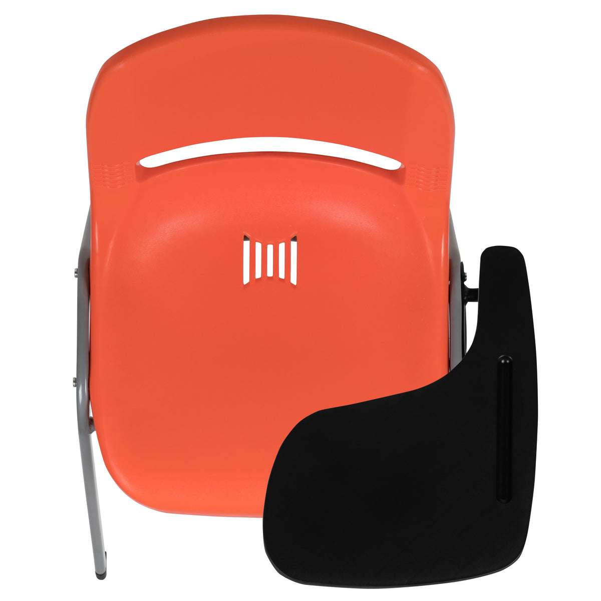 Orange |#| Orange Ergonomic Shell Chair with Left Handed Flip-Up Tablet - Tablet Arm Desk
