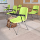 Green |#| Green Ergonomic Shell Chair with Left Handed Flip-Up Tablet - Tablet Arm Desk