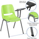 Green |#| Green Ergonomic Shell Chair with Left Handed Flip-Up Tablet - Tablet Arm Desk