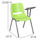 Green |#| Green Ergonomic Shell Chair with Left Handed Flip-Up Tablet - Tablet Arm Desk