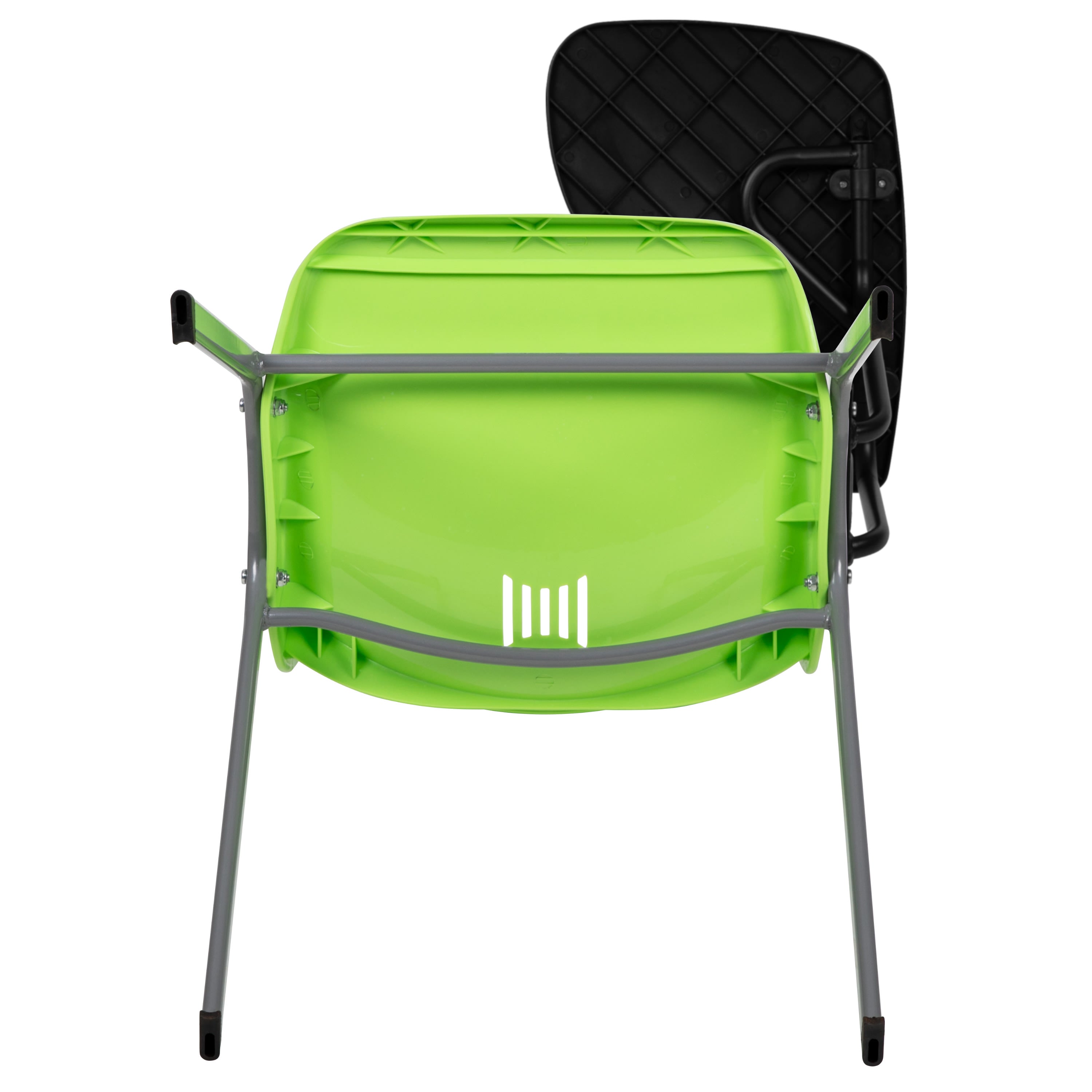 Folding chair with right handed tablet arm clearance