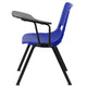 Blue |#| Blue Ergonomic Shell Chair with Left Handed Flip-Up Tablet Arm