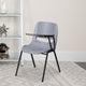 Gray |#| Gray Ergonomic Shell Chair with Left Handed Flip-Up Tablet Arm