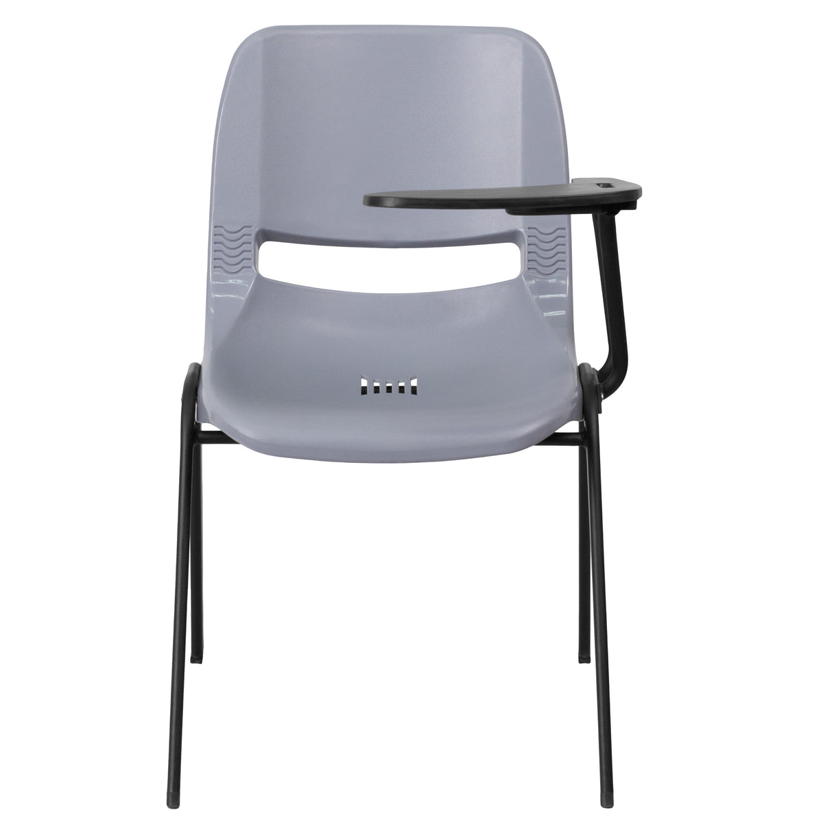 Gray |#| Gray Ergonomic Shell Chair with Left Handed Flip-Up Tablet Arm