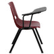 Burgundy |#| Burgundy Ergonomic Shell Chair with Left Handed Flip-Up Tablet Arm