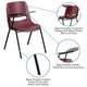 Burgundy |#| Burgundy Ergonomic Shell Chair with Right Handed Flip-Up Tablet Arm