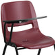 Burgundy |#| Burgundy Ergonomic Shell Chair with Right Handed Flip-Up Tablet Arm