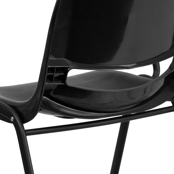 Black |#| Black Ergonomic Shell Chair with Right Handed Flip-Up Tablet Arm