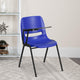Blue |#| Blue Ergonomic Shell Chair with Right Handed Flip-Up Tablet Arm
