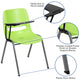 Green |#| Green Ergonomic Shell Chair with Right Handed Flip-Up Tablet - Tablet Arm Desk