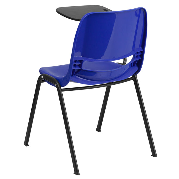 Blue |#| Blue Ergonomic Shell Chair with Right Handed Flip-Up Tablet Arm