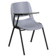 Gray |#| Gray Ergonomic Shell Chair with Right Handed Flip-Up Tablet Arm