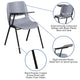 Gray |#| Gray Ergonomic Shell Chair with Right Handed Flip-Up Tablet Arm