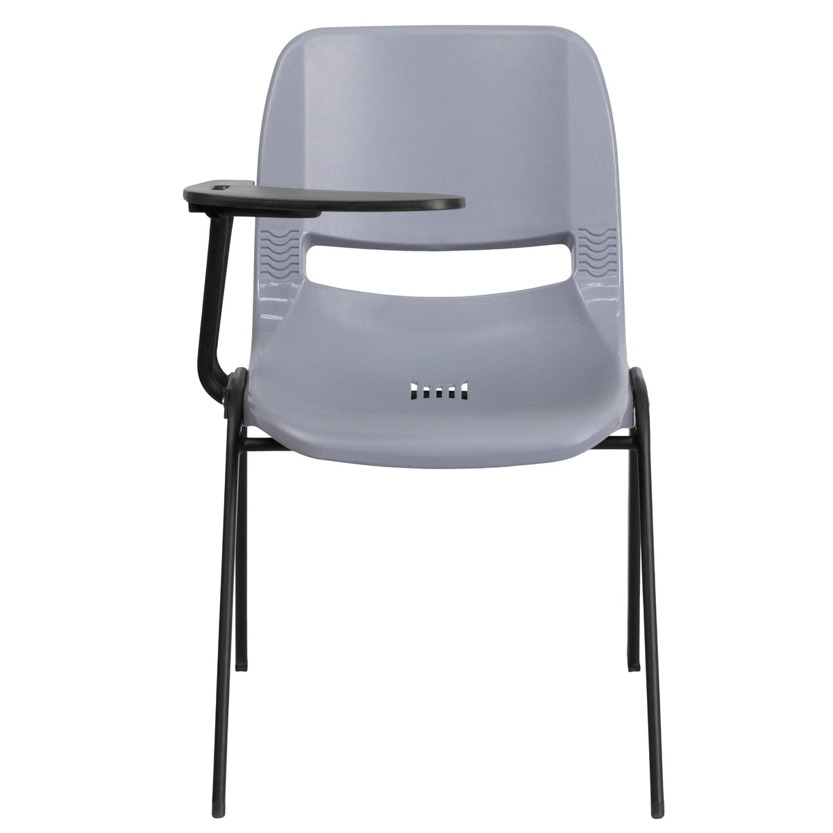 Gray |#| Gray Ergonomic Shell Chair with Right Handed Flip-Up Tablet Arm