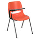 Orange |#| Orange Ergonomic Shell Chair with Right Handed Flip-Up Tablet - Tablet Arm Desk