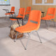 Orange |#| Orange Ergonomic Shell Chair with Right Handed Flip-Up Tablet - Tablet Arm Desk