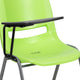 Green |#| Green Ergonomic Shell Chair with Right Handed Flip-Up Tablet - Tablet Arm Desk