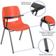 Orange |#| Orange Ergonomic Shell Chair with Right Handed Flip-Up Tablet - Tablet Arm Desk