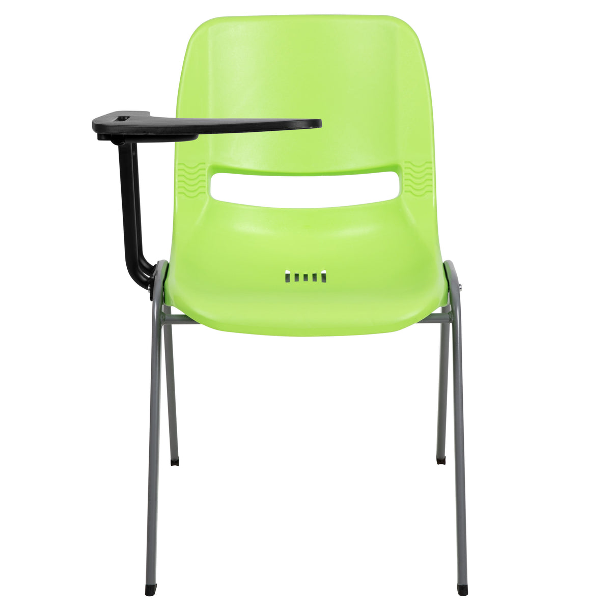 Green |#| Green Ergonomic Shell Chair with Right Handed Flip-Up Tablet - Tablet Arm Desk