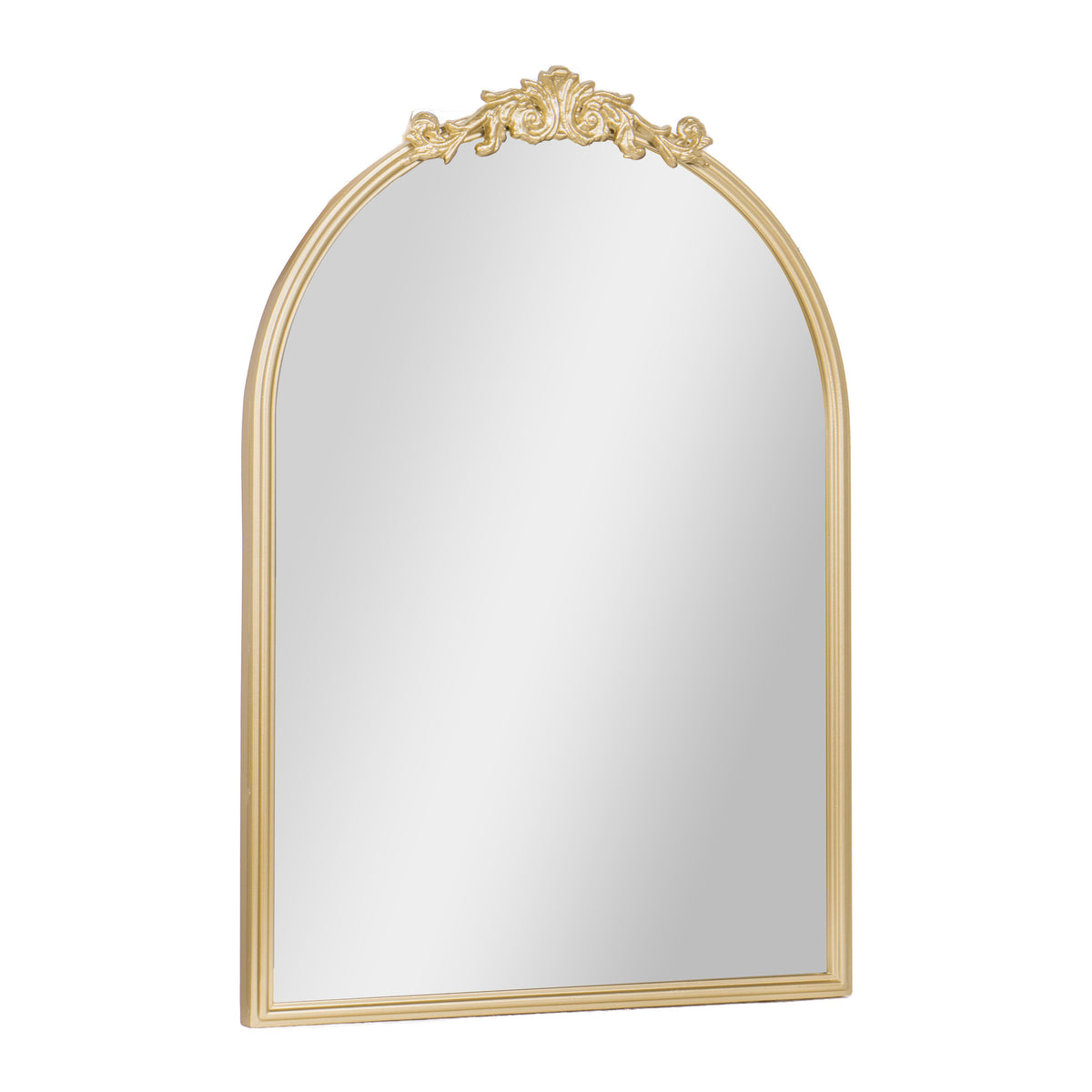 Gold,20"W x 29"L |#| Arched Wall Mirror with Metal Frame with Baroque Detail in Gold - 29" x 20"
