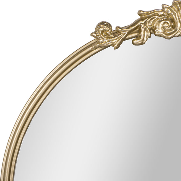 Gold,20"W x 29"L |#| Arched Wall Mirror with Metal Frame with Baroque Detail in Gold - 29" x 20"