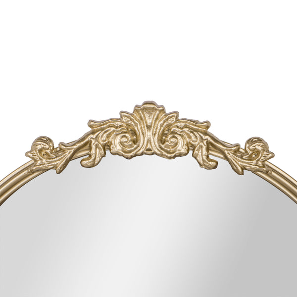 Gold,20"W x 29"L |#| Arched Wall Mirror with Metal Frame with Baroque Detail in Gold - 29" x 20"