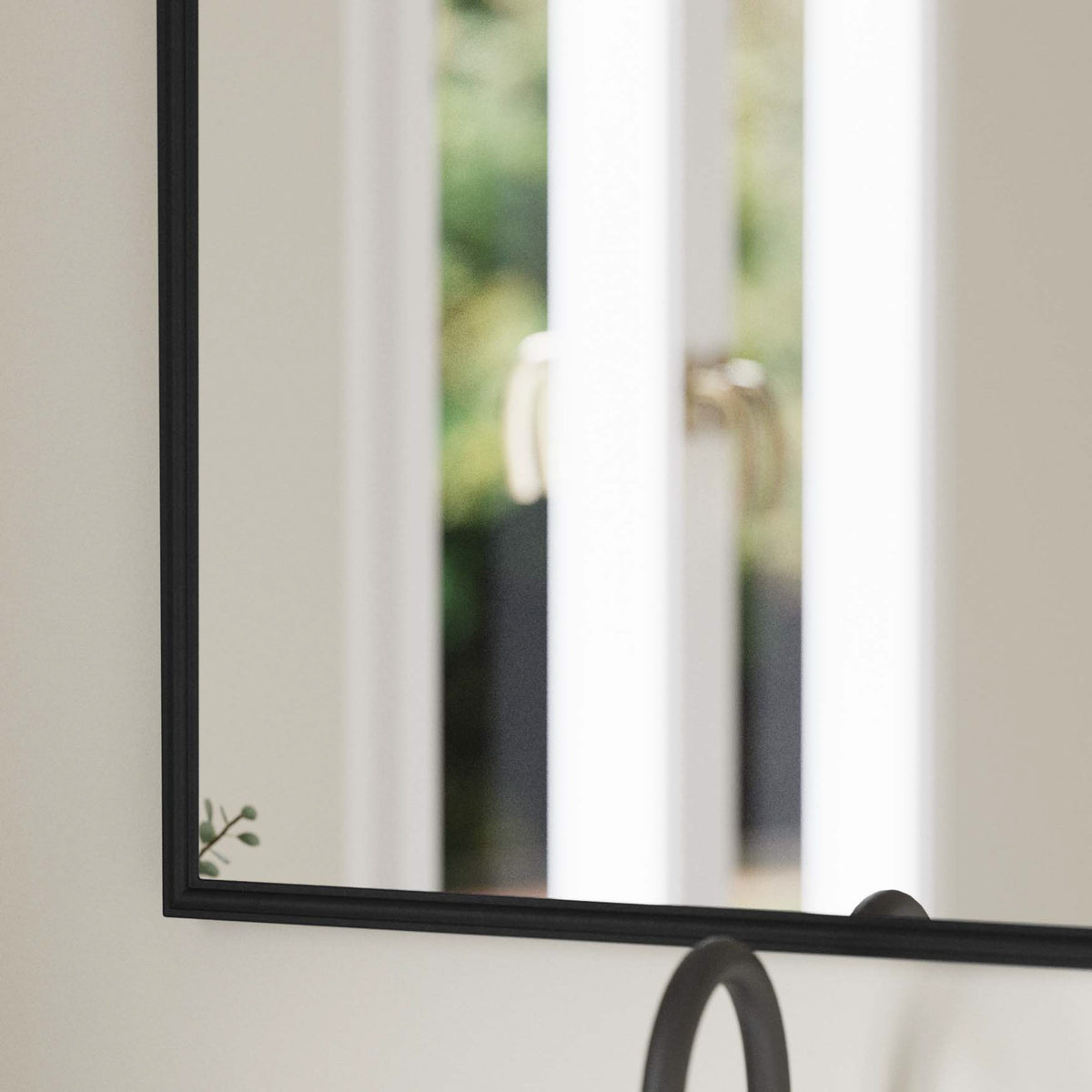 Black,23.75"W x 34.75"L |#| Arched Wall Mirror with Metal Frame with Baroque Detail in Black - 35" x 24"