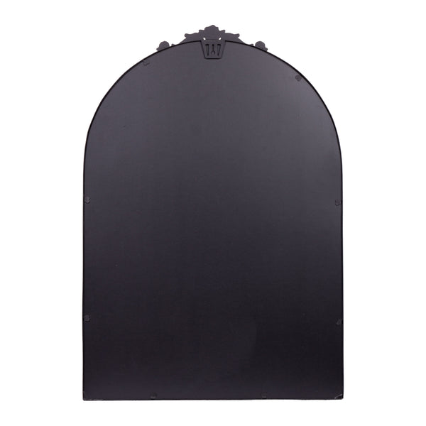 Black,23.75"W x 34.75"L |#| Arched Wall Mirror with Metal Frame with Baroque Detail in Black - 35" x 24"