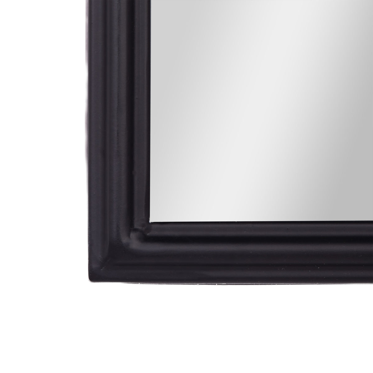 Black,23.75"W x 34.75"L |#| Arched Wall Mirror with Metal Frame with Baroque Detail in Black - 35" x 24"