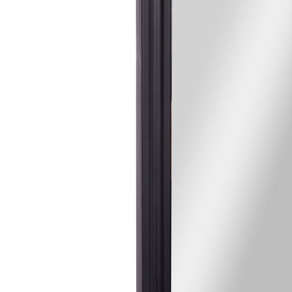 Black,23.75"W x 34.75"L |#| Arched Wall Mirror with Metal Frame with Baroque Detail in Black - 35" x 24"
