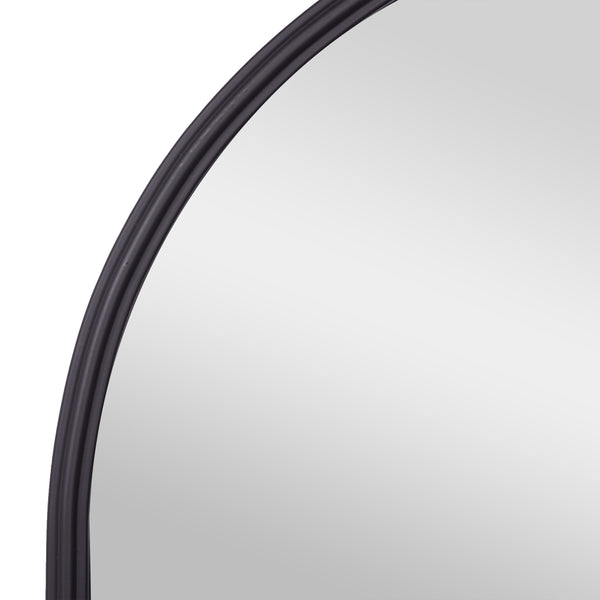 Black,23.75"W x 34.75"L |#| Arched Wall Mirror with Metal Frame with Baroque Detail in Black - 35" x 24"
