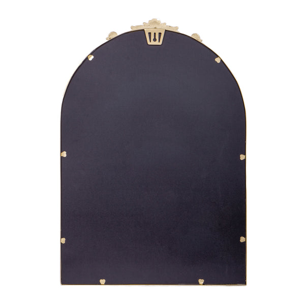 Gold,20"W x 29"L |#| Arched Wall Mirror with Metal Frame with Baroque Detail in Gold - 29" x 20"