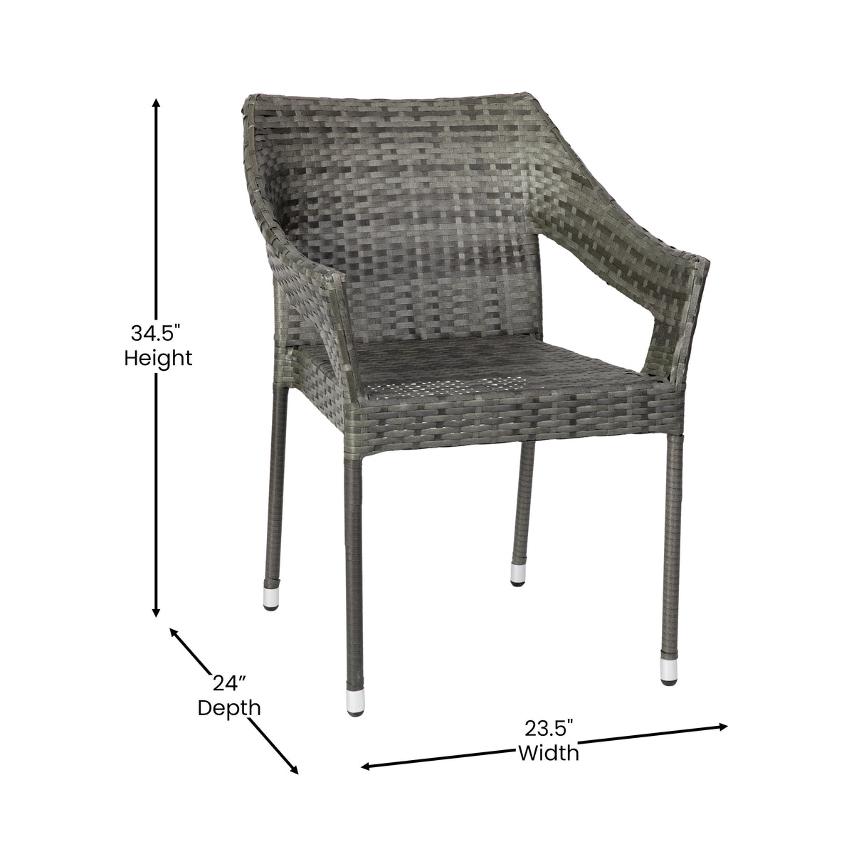 Gray |#| All Weather Commercial Grade PE Rattan Stacking Patio Chairs in Gray