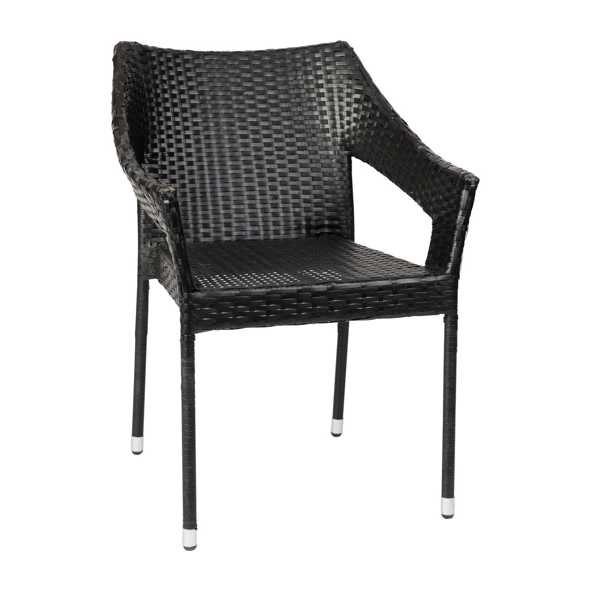 Black |#| All Weather Commercial Grade PE Rattan Stacking Patio Chairs in Black