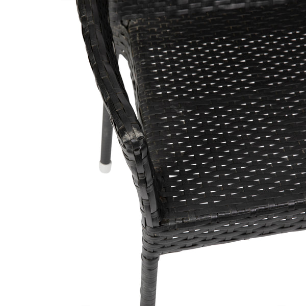 Black |#| All Weather Commercial Grade PE Rattan Stacking Patio Chairs in Black