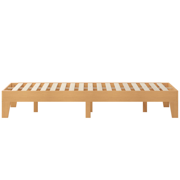 Natural,King |#| Wood Platform Bed with 14 Wooden Support Slats in Natural Pine - King