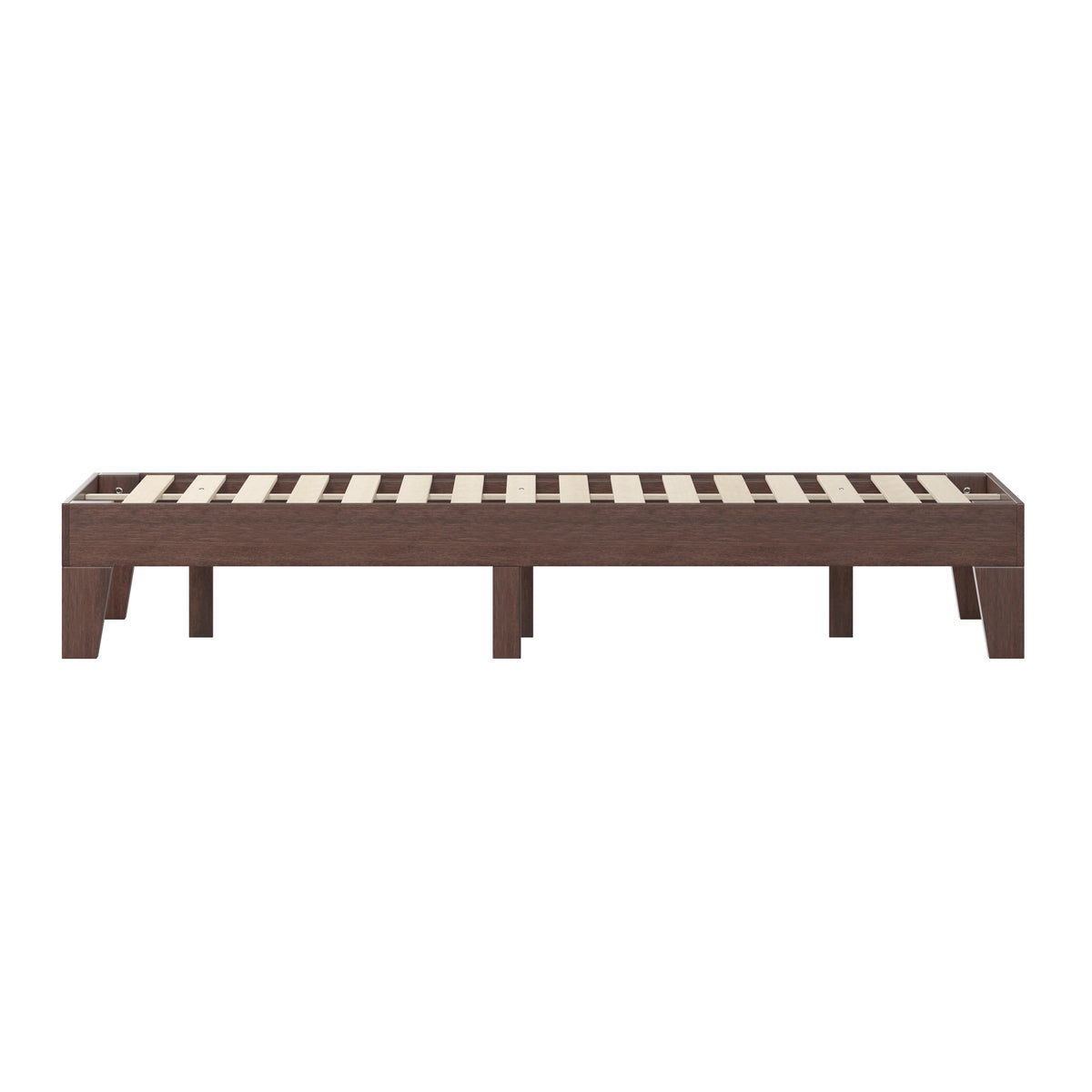 Walnut,Full |#| Wood Platform Bed with 14 Wooden Support Slats in Walnut - Full