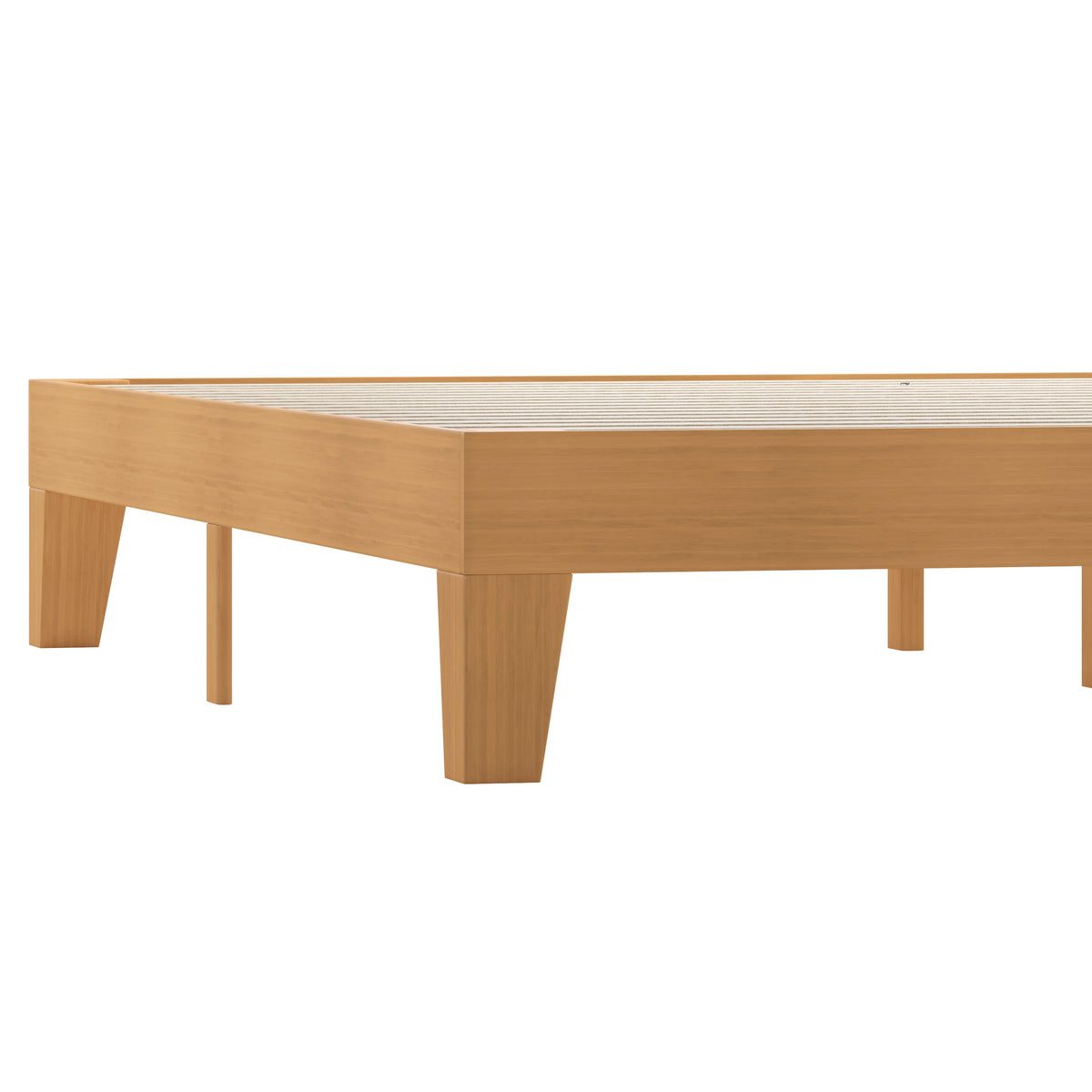 Natural,King |#| Wood Platform Bed with 14 Wooden Support Slats in Natural Pine - King